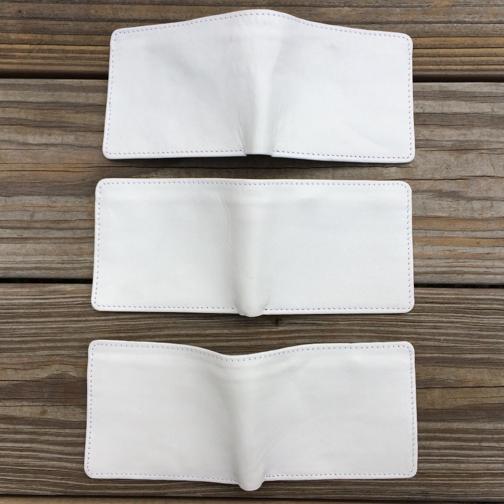 White Wallet Men CardHolder Bifold Genuine Leather - Picture 3 of 8